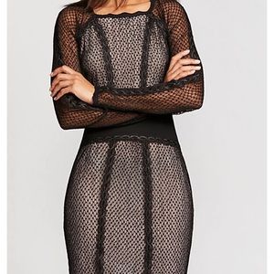 Free People Black Lace & Mesh Body-Con Dress
